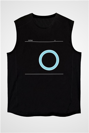 Germs Baskılı Unisex Siyah Kolsuz Tişört