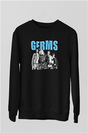 Germs Baskılı Unisex Siyah Sweatshirt
