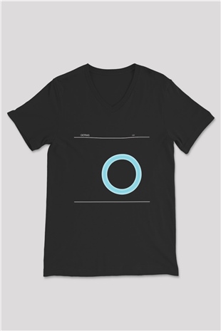 Germs Baskılı Unisex Siyah V Yaka Tişört