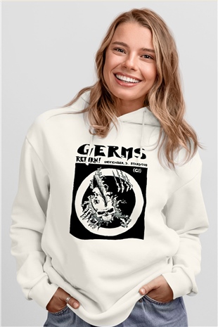 Germs Beyaz Unisex Kapşonlu Sweatshirt