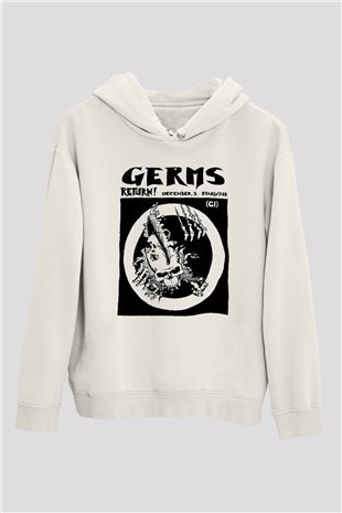 Germs Beyaz Unisex Kapşonlu Sweatshirt