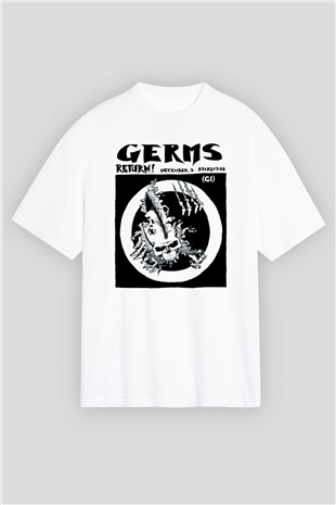 Germs Beyaz Unisex Oversize Tişört T-Shirt