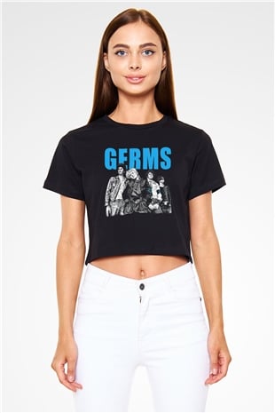 Germs Siyah Crop Top Tişört