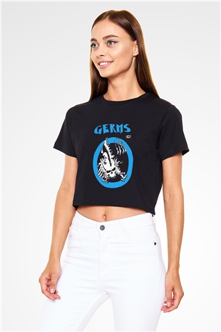 Germs Siyah Crop Top Tişört