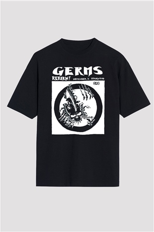 Germs Siyah Unisex Oversize Tişört T-Shirt