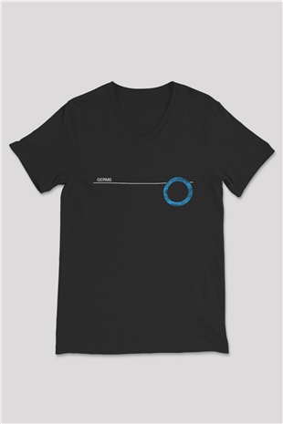 Germs Siyah Unisex V Yaka Tişört T-Shirt