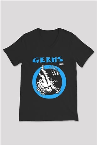 Germs Siyah Unisex V Yaka Tişört T-Shirt