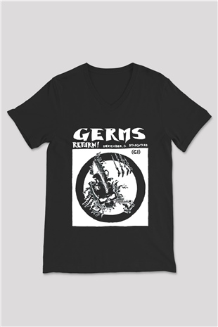 Germs Siyah Unisex V Yaka Tişört T-Shirt