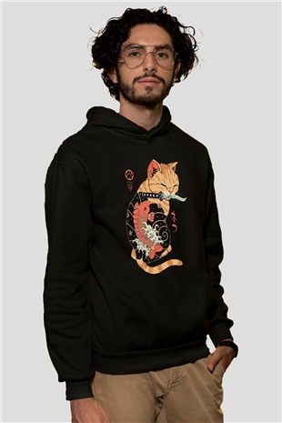 Geyşa KediSiyah  Unisex Hoodie