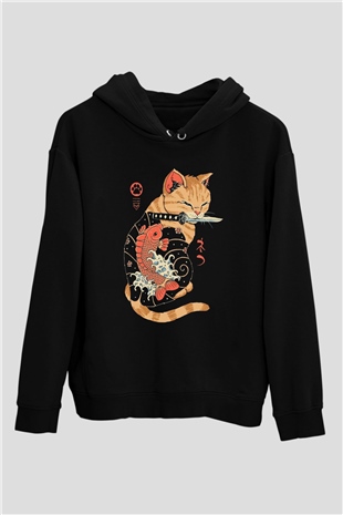 Geyşa KediSiyah  Unisex Hoodie