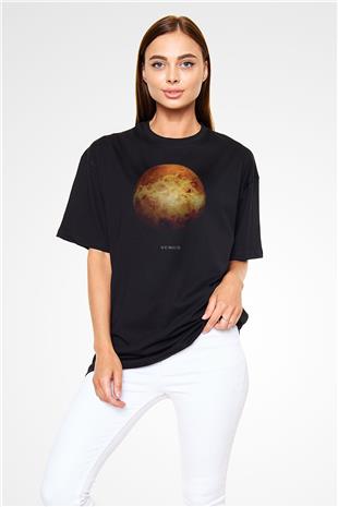 Gezegen Venüs Baskılı Unisex Oversize Tişört - Tshirt