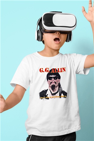 GG Allin Baskılı Unisex Beyaz Çocuk Tişört