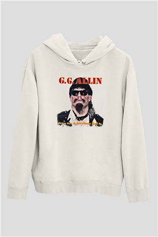 GG Allin Baskılı Unisex Beyaz Hoodie