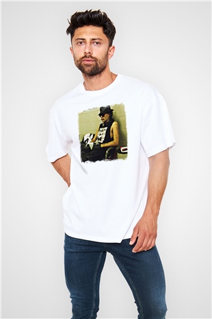 GG Allin Baskılı Unisex Beyaz Oversize Tişört