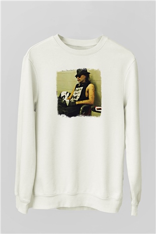 GG Allin Baskılı Unisex Beyaz Sweatshirt