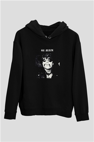 GG Allin Baskılı Unisex Siyah Hoodie