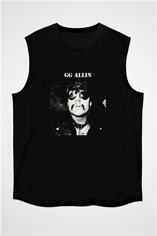 GG Allin Baskılı Unisex Siyah Kolsuz Tişört