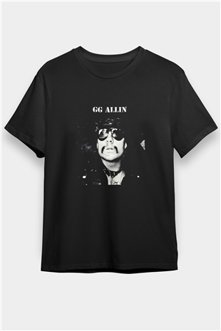 GG Allin Baskılı Unisex Siyah Tişört