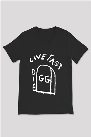 GG Allin Siyah Unisex V Yaka Tişört