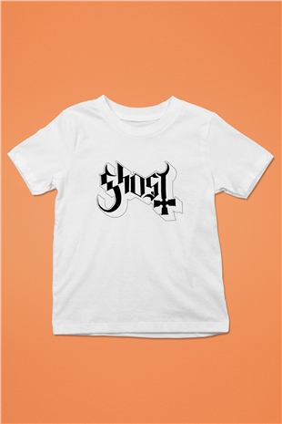 Ghost Baskılı Beyaz Unisex Çocuk Tişört