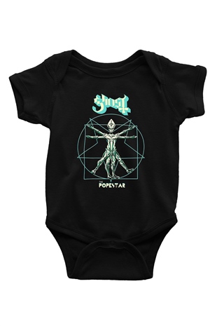 Ghost Baskılı Siyah Bebek Body - Zıbın