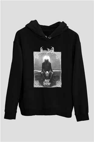 Ghost Bath Baskılı Unisex Siyah Kapüşonlu Sweatshirt