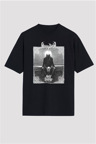Ghost Bath Baskılı Unisex Siyah Oversize Tişört - Tshirt