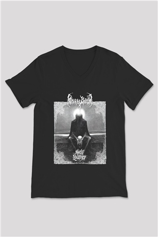 Ghost Bath Baskılı Unisex Siyah V Yaka Tişört - Tshirt