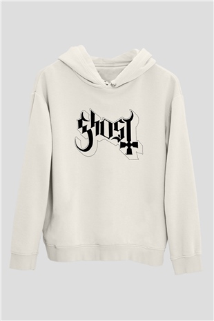 Ghost Beyaz Unisex Kapşonlu Sweatshirt