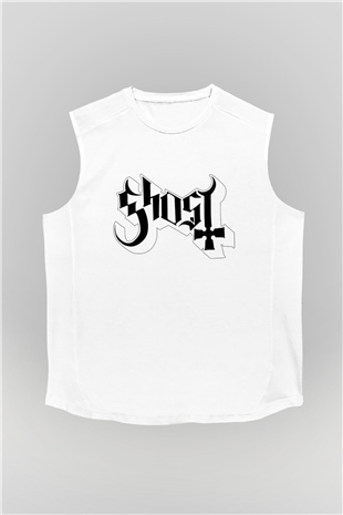 Ghost Beyaz Unisex Kolsuz Tişört