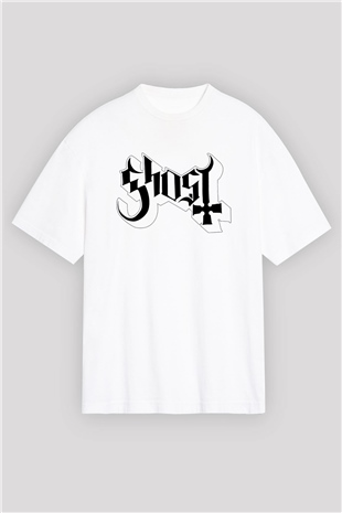 Ghost Beyaz Unisex Oversize Tişört T-Shirt