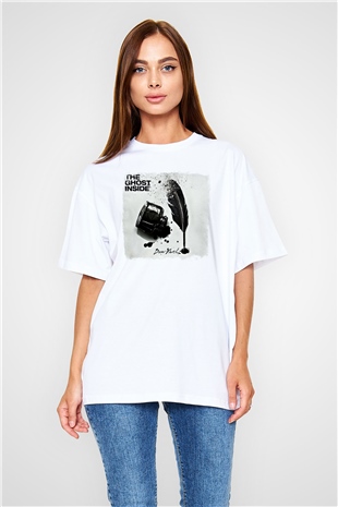 Ghost Inside Baskılı Unisex Beyaz Oversize Tişört