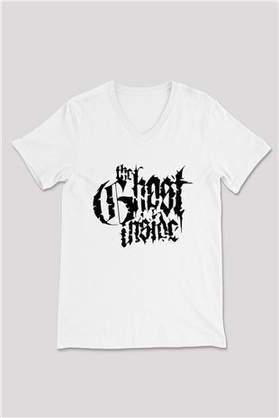 Ghost Inside Beyaz Unisex V Yaka Tişört T-Shirt