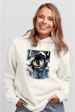 Ghost Recon Beyaz Unisex Kapşonlu Sweatshirt