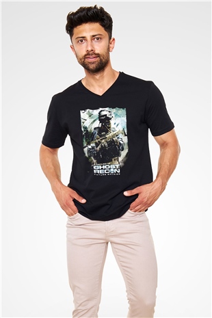 Ghost Recon Siyah Unisex V Yaka Tişört