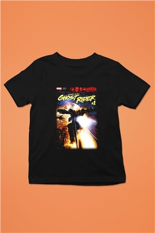 Ghost Rider Hayalet Sürücü Baskılı Siyah Unisex Çocuk Tişört