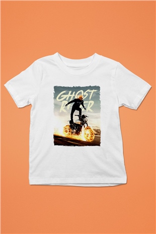 Ghost Rider Hayalet Sürücü Beyaz Unisex  Çocuk Tişört