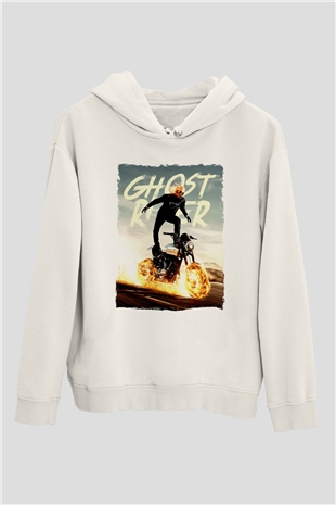 Ghost Rider Hayalet Sürücü Beyaz Unisex Hoodie