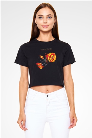 Ghost Rider Hayalet Sürücü Siyah   Crop Top Tişört