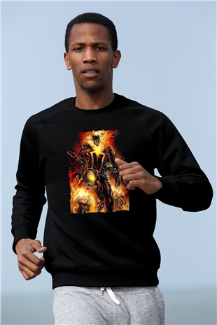 Ghost Rider Hayalet Sürücü Siyah Unisex  Sweatshirt