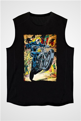Ghost Rider Hayalet Sürücü Siyah Unisex  Kolsuz Tişört