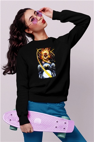 Ghost Rider Hayalet Sürücü Siyah Unisex Sweatshirt