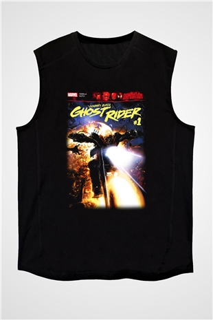 Ghost Rider Hayalet Sürücü Siyah Unisex Kolsuz Tişört