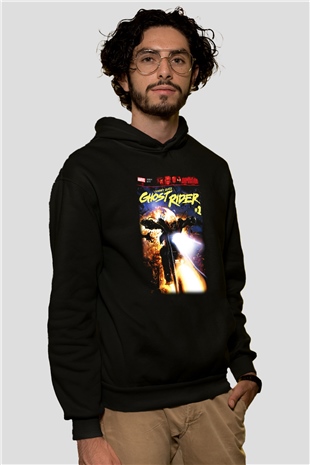 Ghost Rider Hayalet Sürücü Siyah Unisex Kapüşonlu Sweatshirt
