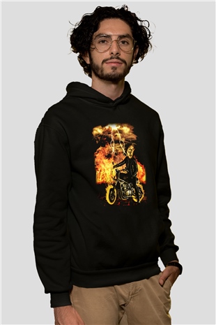 Ghost Rider Hayalet Sürücü Siyah Unisex Kapüşonlu Sweatshirt