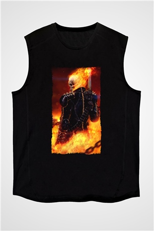 Ghost Rider Hayalet Sürücü Siyah Unisex  Kolsuz Tişört