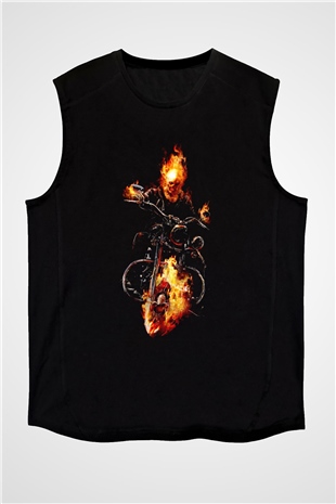 Ghost Rider Hayalet Sürücü Siyah Unisex  Kolsuz Tişört