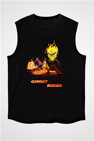 Ghost Rider Hayalet Sürücü Siyah Unisex Kolsuz Tişört