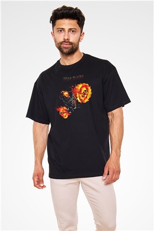 Ghost Rider Hayalet Sürücü Siyah Oversize Tişört