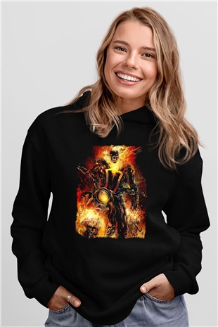 Ghost Rider Hayalet Sürücü Siyah Unisex Hoodie